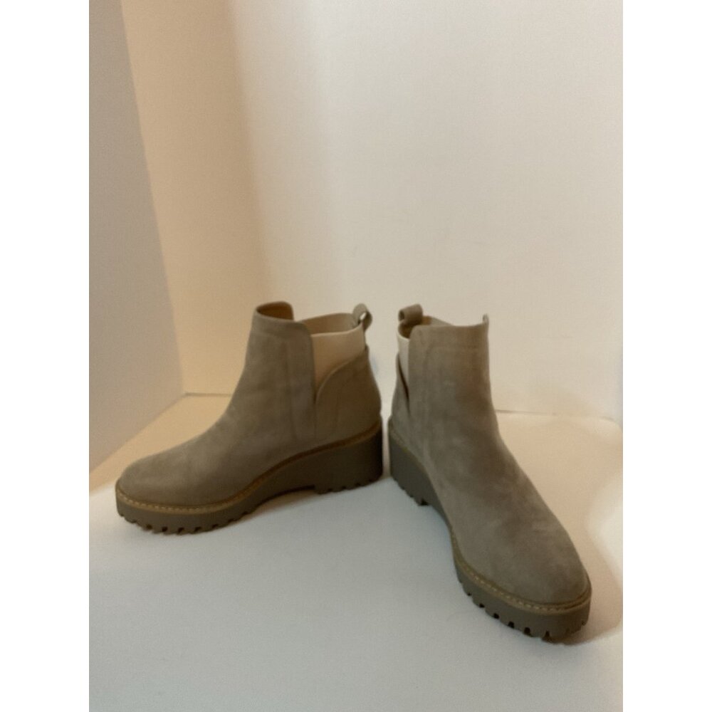 Dolce Vita Tan Pull On Rango Faux Suede Wedge Ankle Boot Booties Size 9 - Picture 3 of 6
